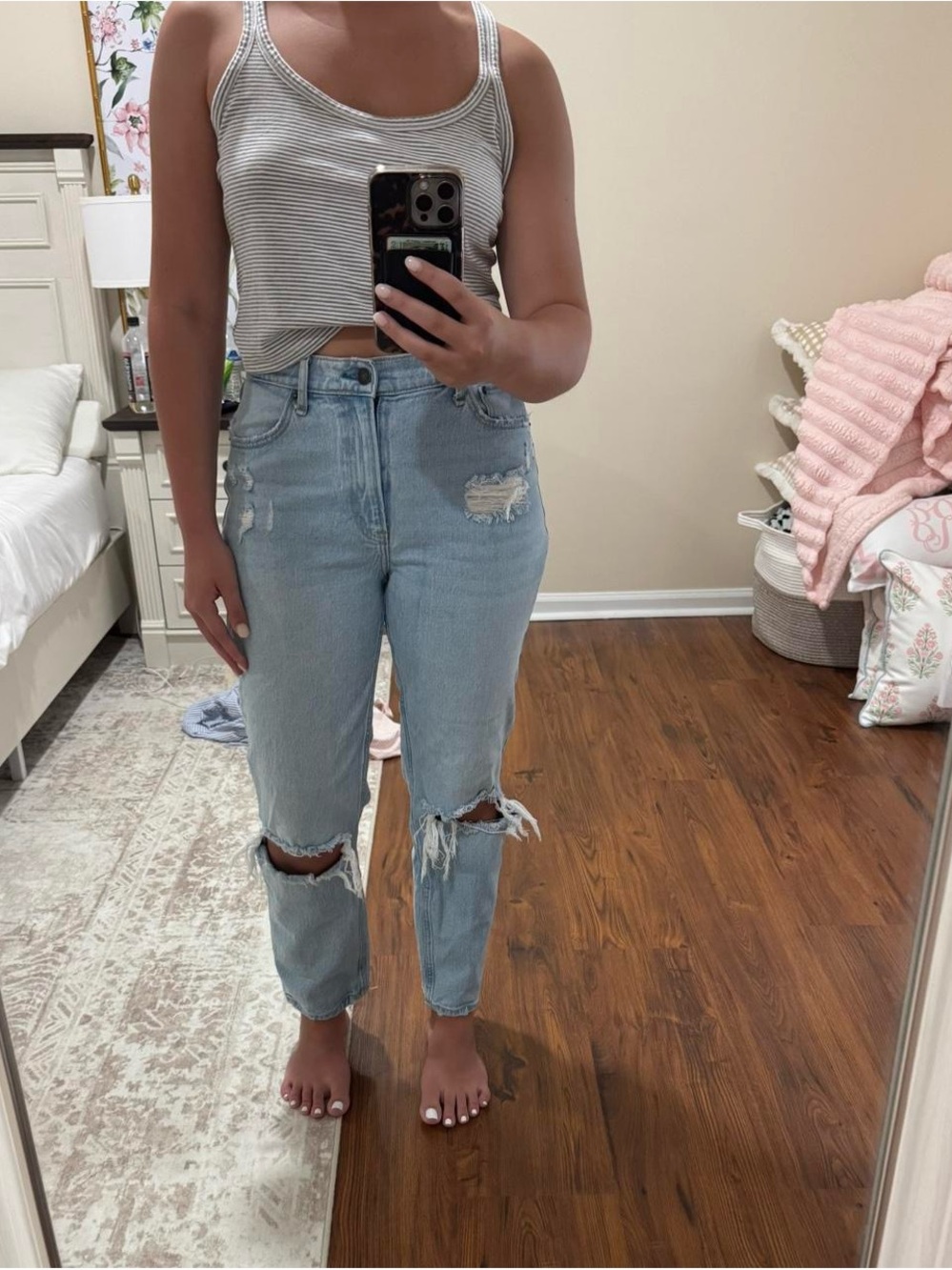 Abercrombie & Fitch Light Wash Distressed Boyfriend Jeans